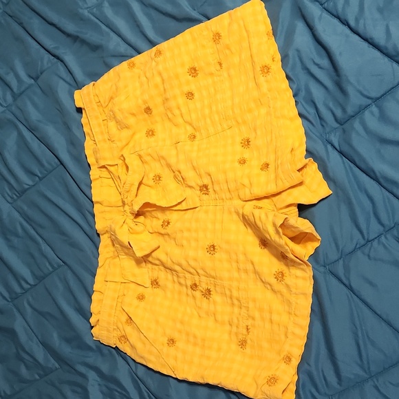 Time and Tru Yellow Shorts with Embroidered Flowers Size XL - Picture 2 of 5